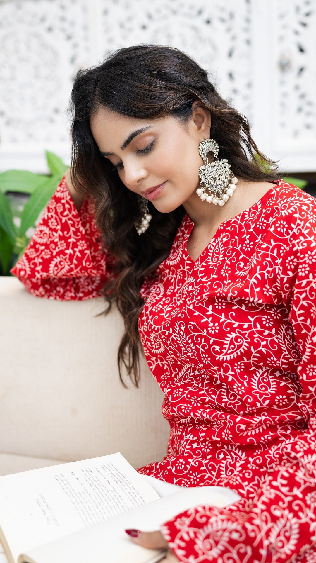 Ruhani Red Hand Block Cotton Short Kurti