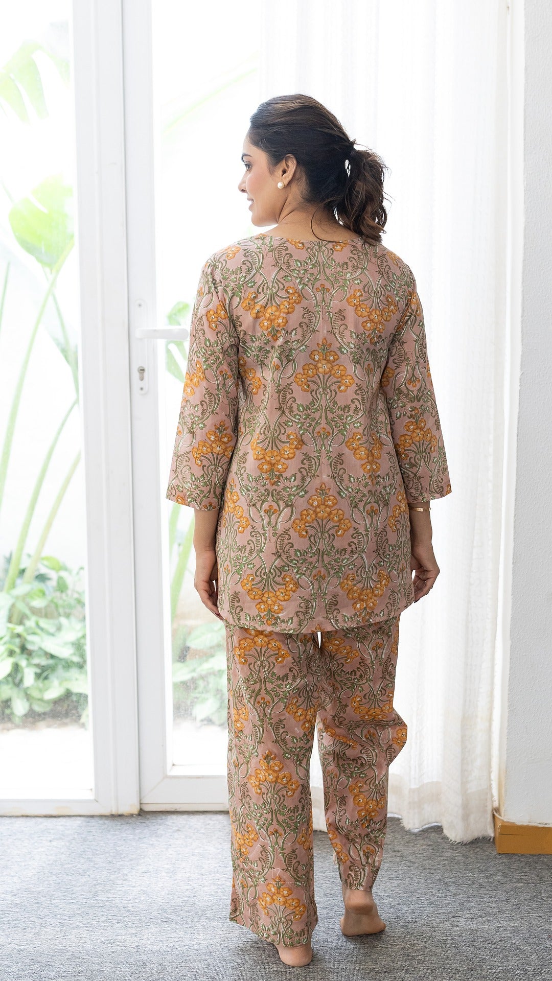 Peachy Groove Floral Hand Block Print Co-ord
