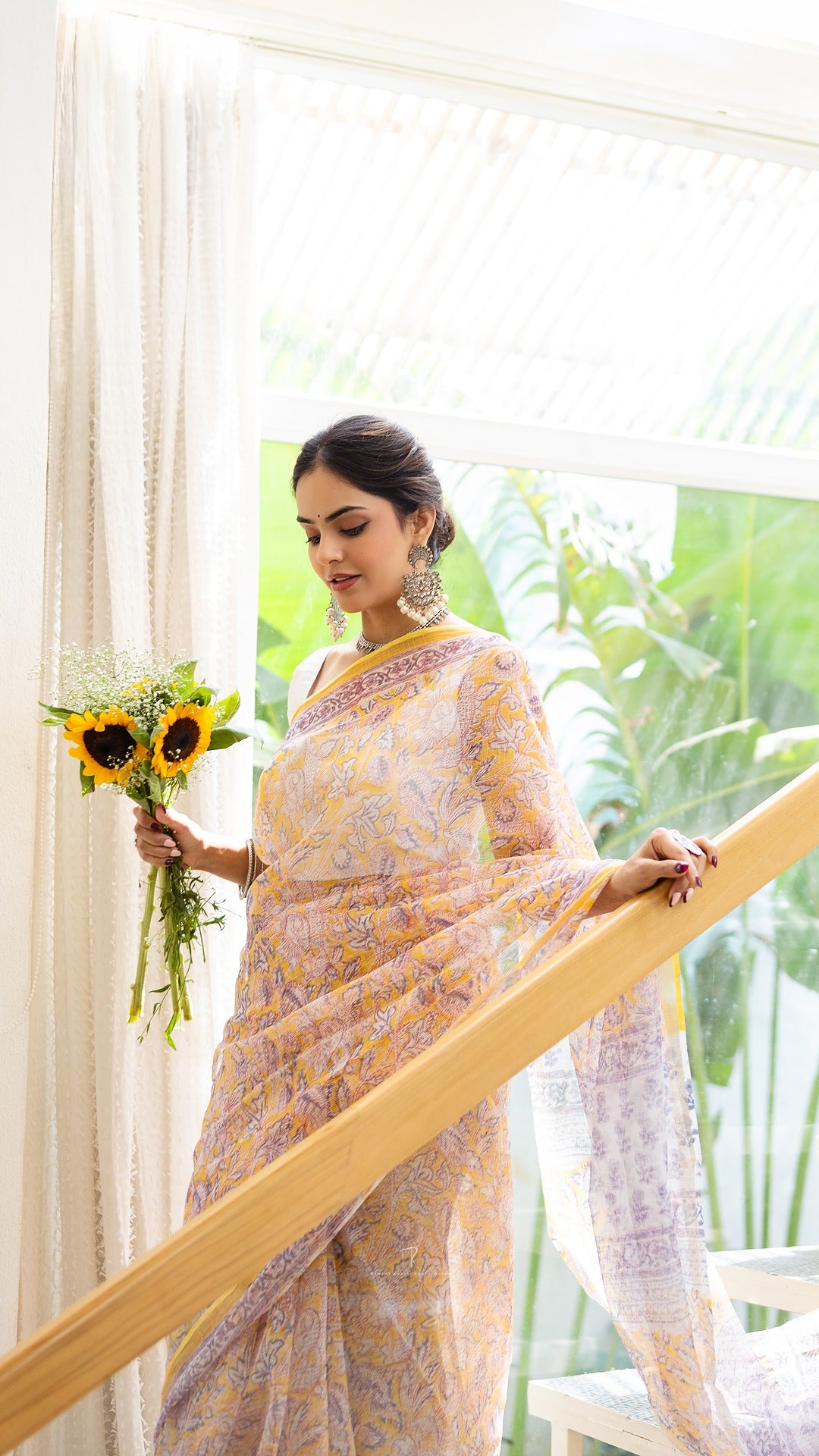 Amaltas Noor Hand Block Printed Kota Doria Saree