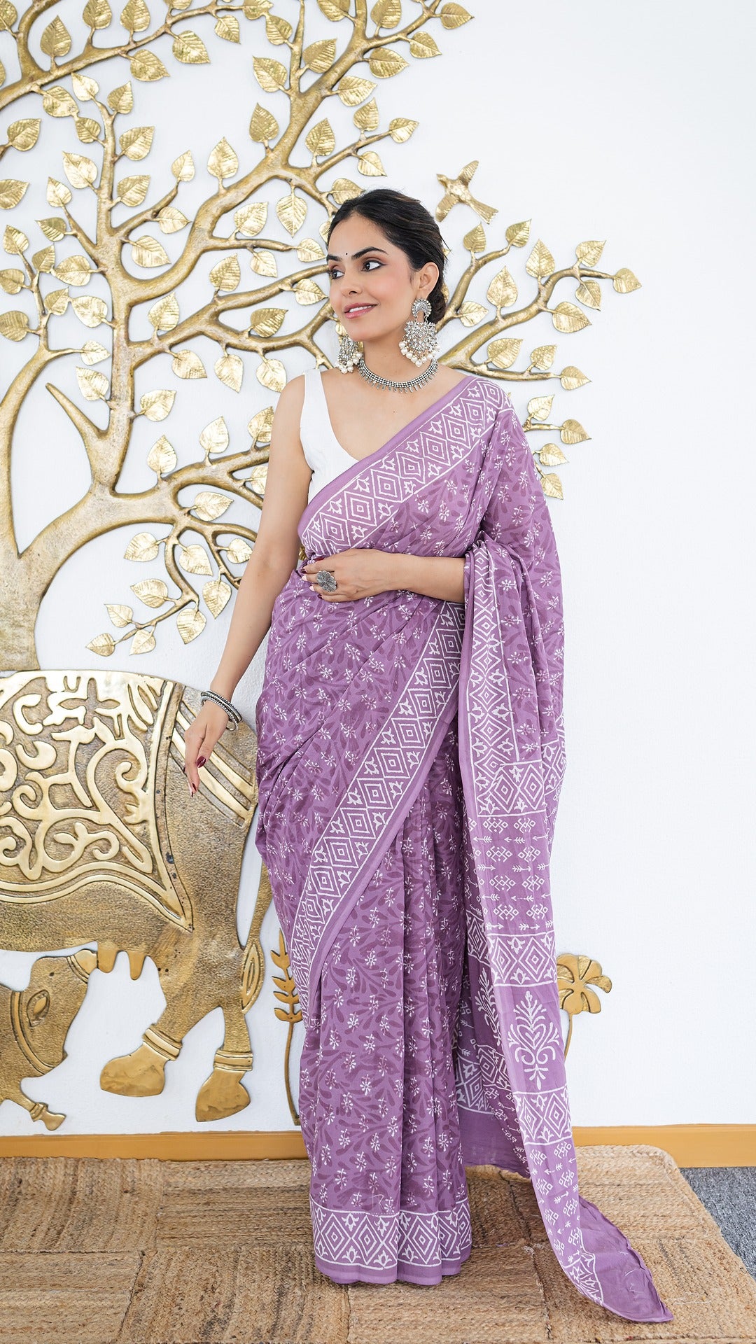 Gulbahar Pure Cotton Hand Block Printed Saree