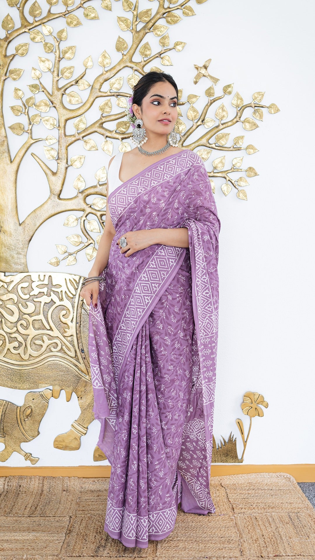 Gulbahar Pure Cotton Hand Block Printed Saree