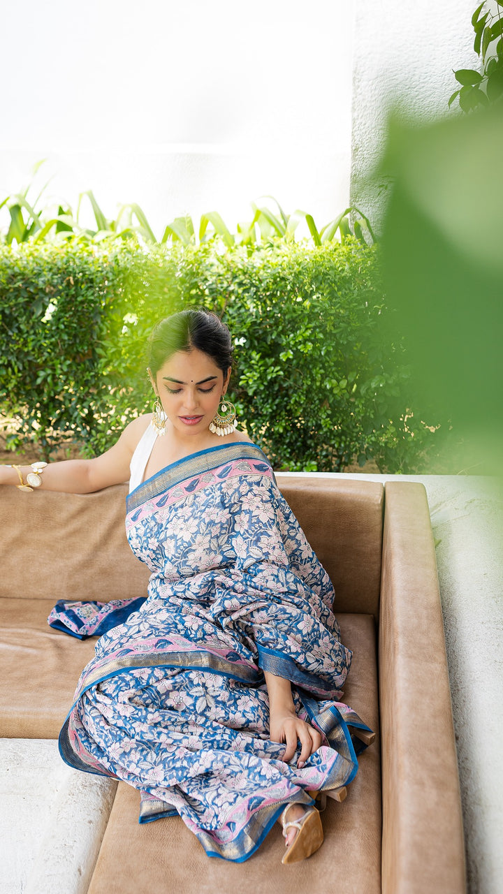 Neel Kamal Cotton and Silk Chanderi Hand block Print Saree
