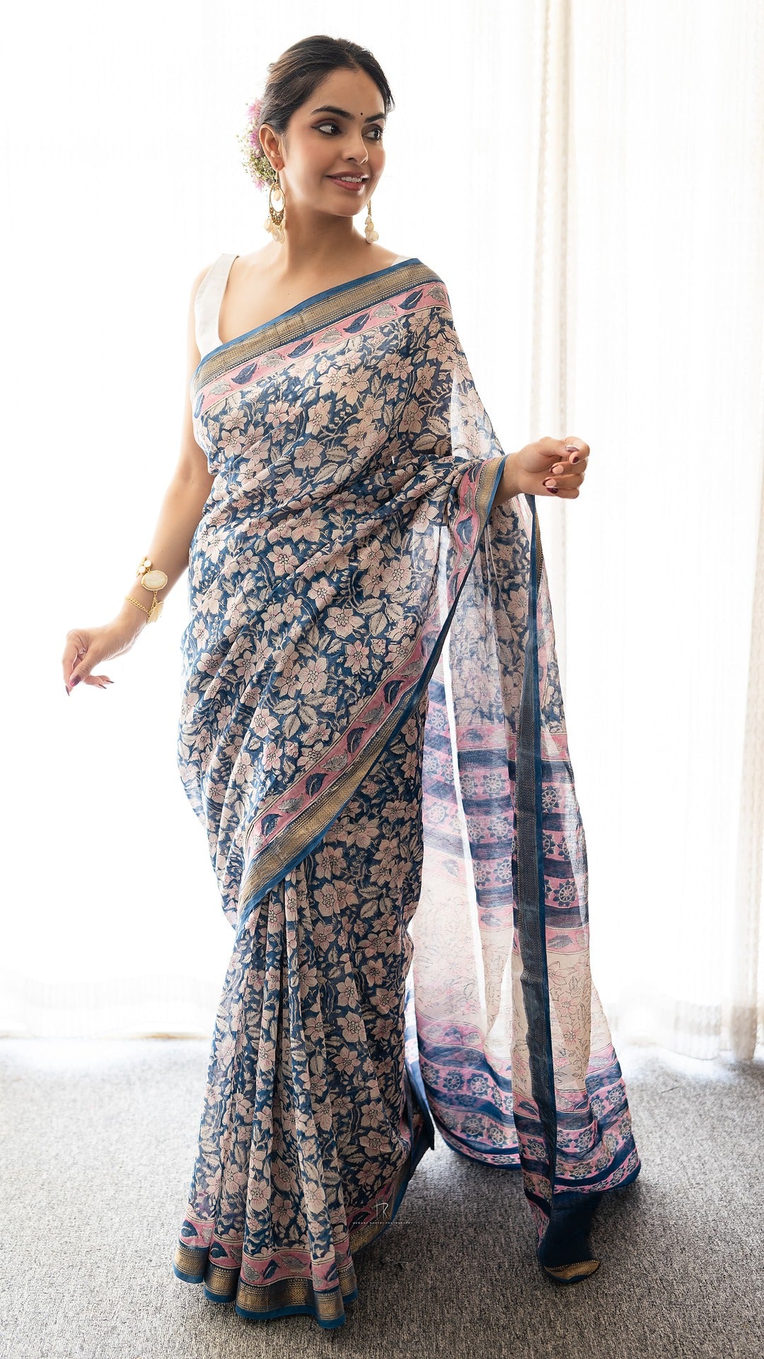 Neel Kamal Cotton and Silk Chanderi Hand block Print Saree