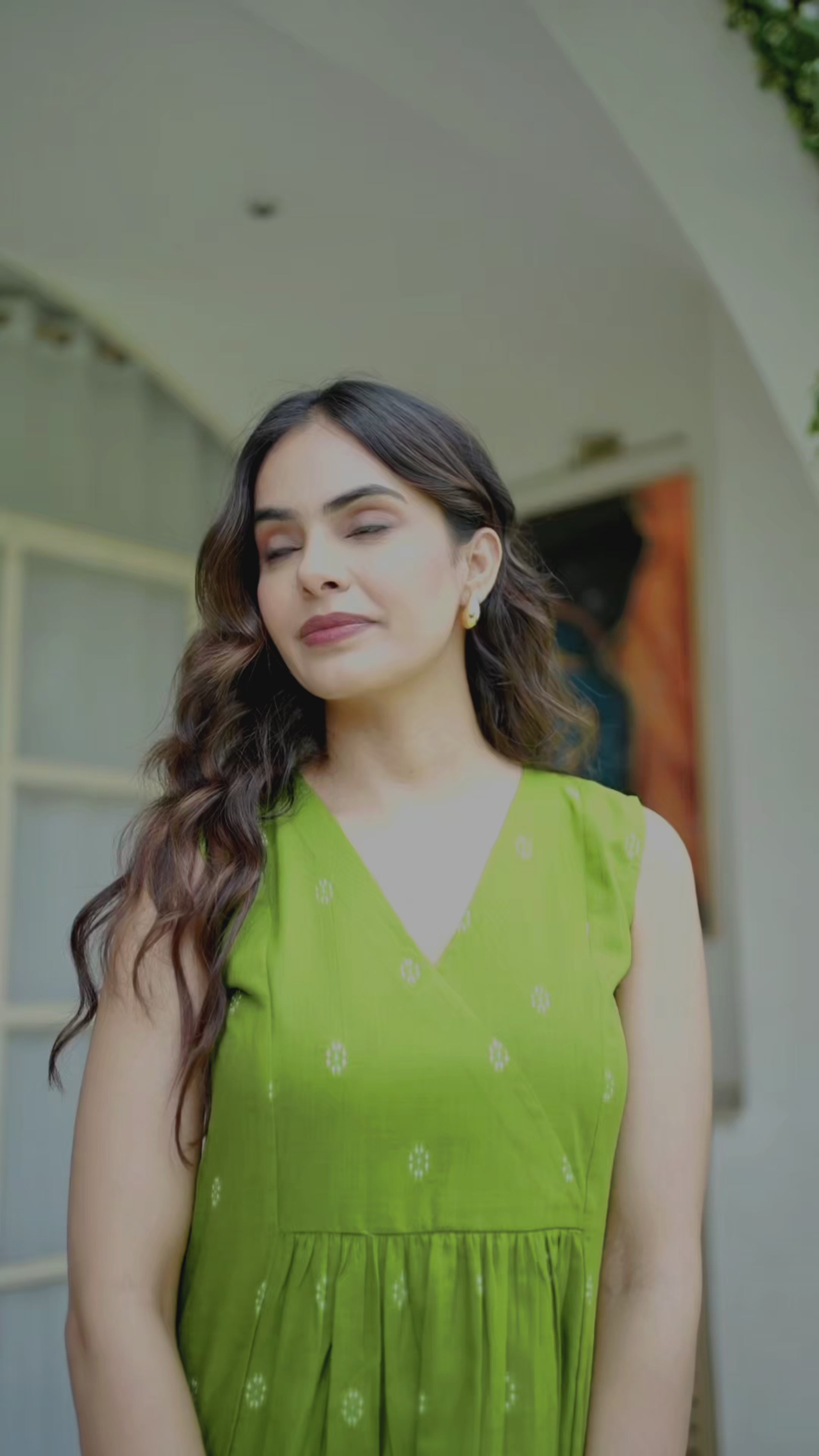 Ira Panna Green Handloom Cotton Top Style Kurti