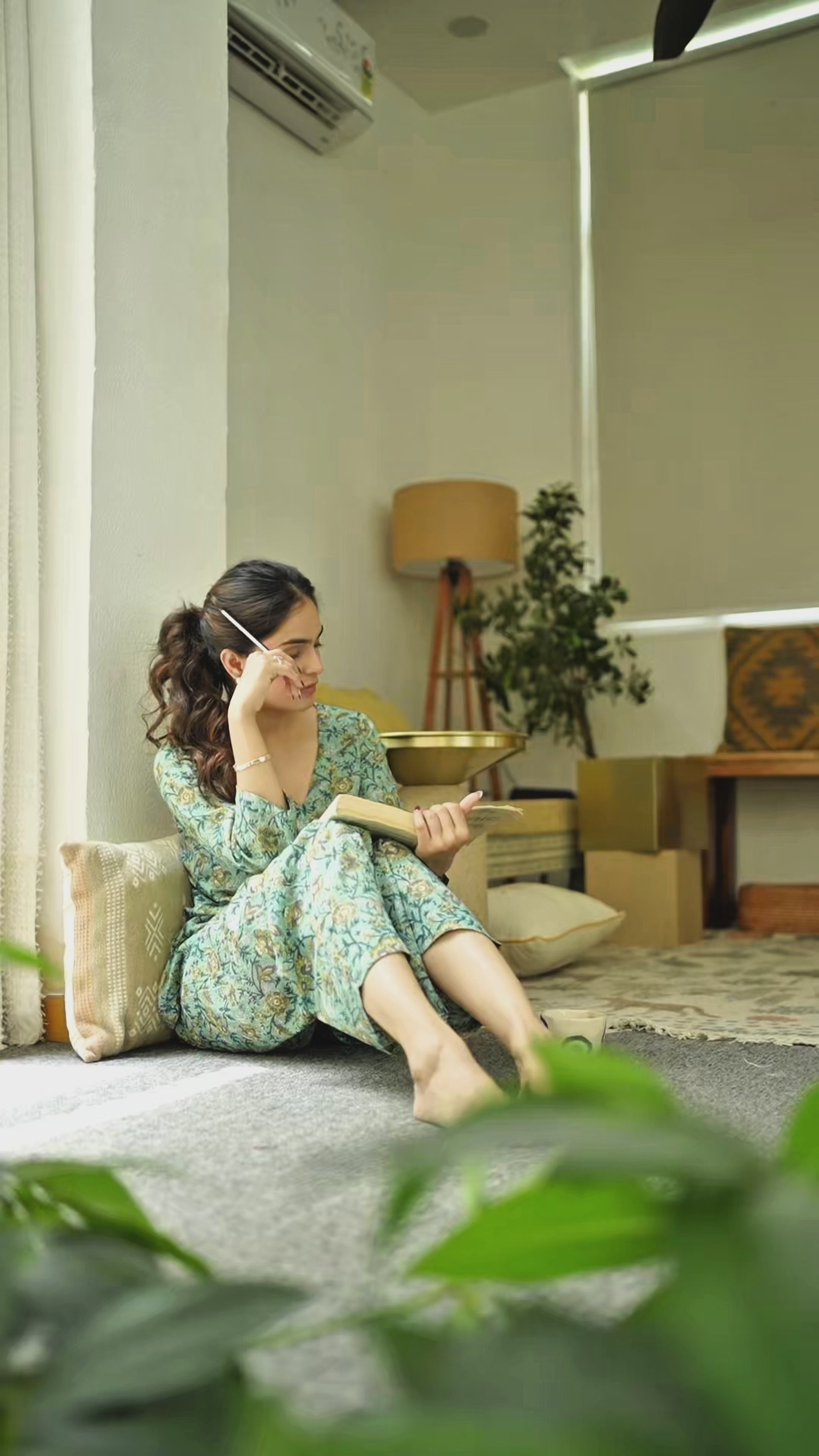 Sage Serenity Green Floral Hand Block Printed Cotton Coord Set