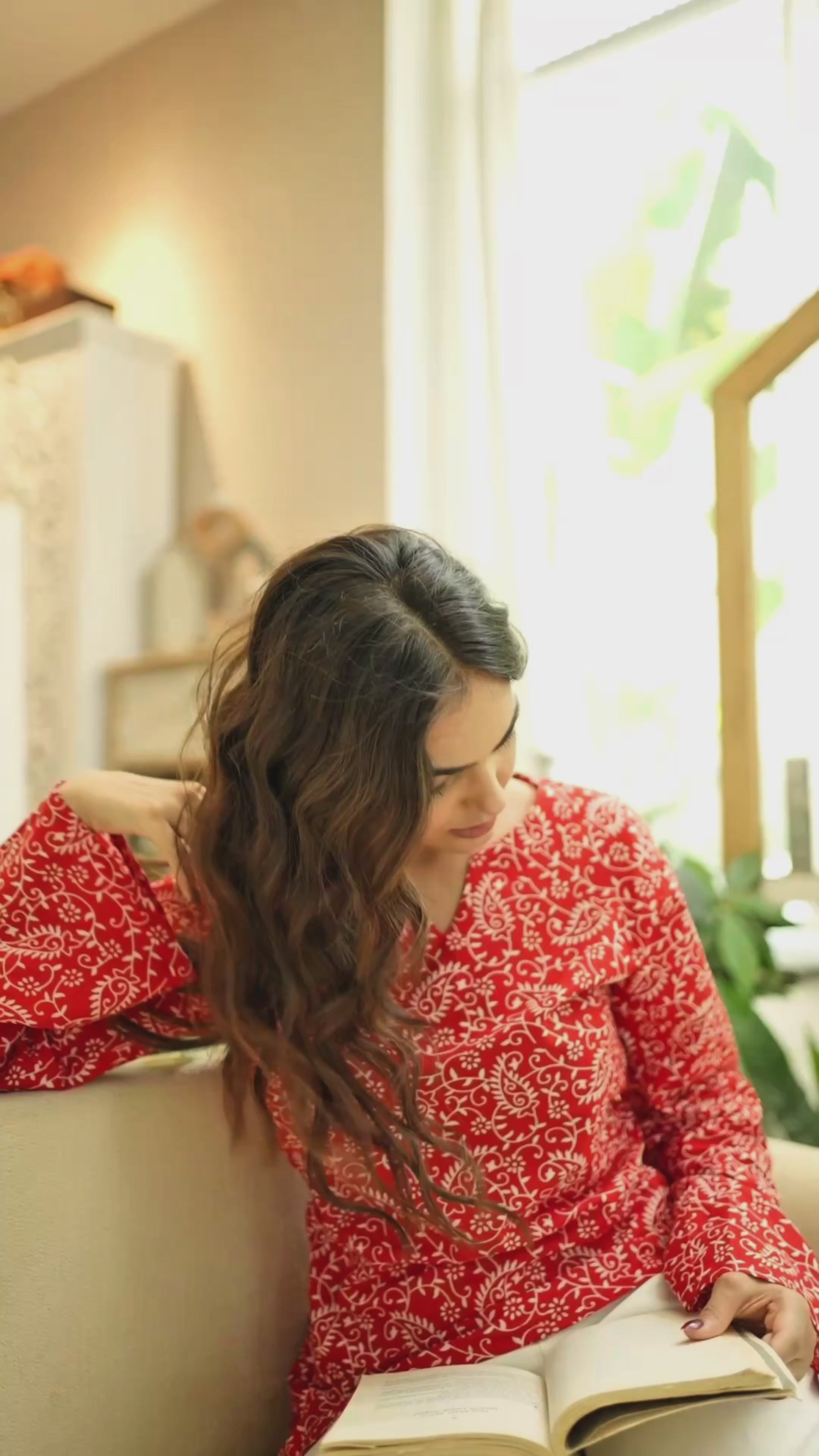 Ruhani Red Hand Block Cotton Short Kurti